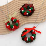 Bow Pom Pom Wreath Long Pendant Necklace - Madeline Love - Flyclothing LLC