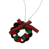 Bow Pom Pom Wreath Long Pendant Necklace - Madeline Love - Flyclothing LLC