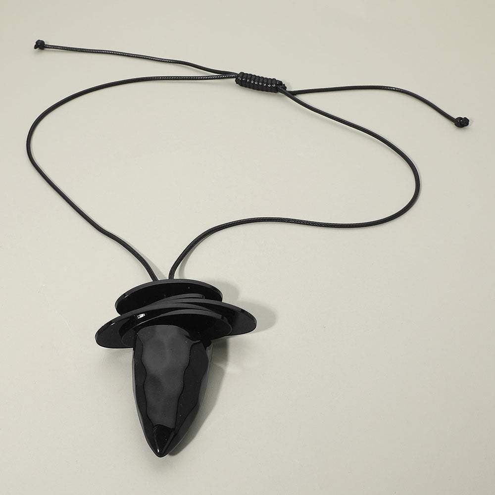 Layered Resin Cone Pendant Adjustable Long Necklace - Madeline Love - Flyclothing LLC