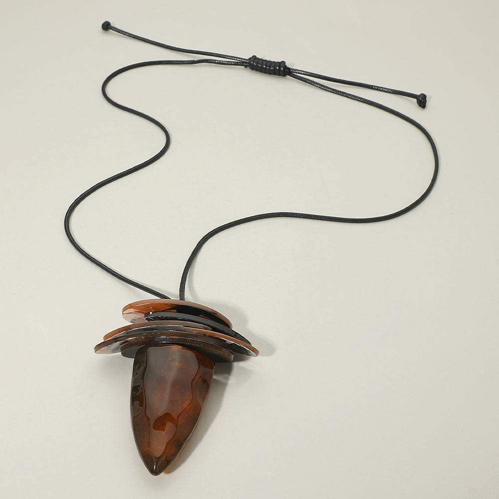 Layered Resin Cone Pendant Adjustable Long Necklace - Madeline Love - Flyclothing LLC