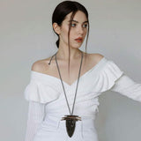 Layered Resin Cone Pendant Adjustable Long Necklace - Madeline Love - Flyclothing LLC