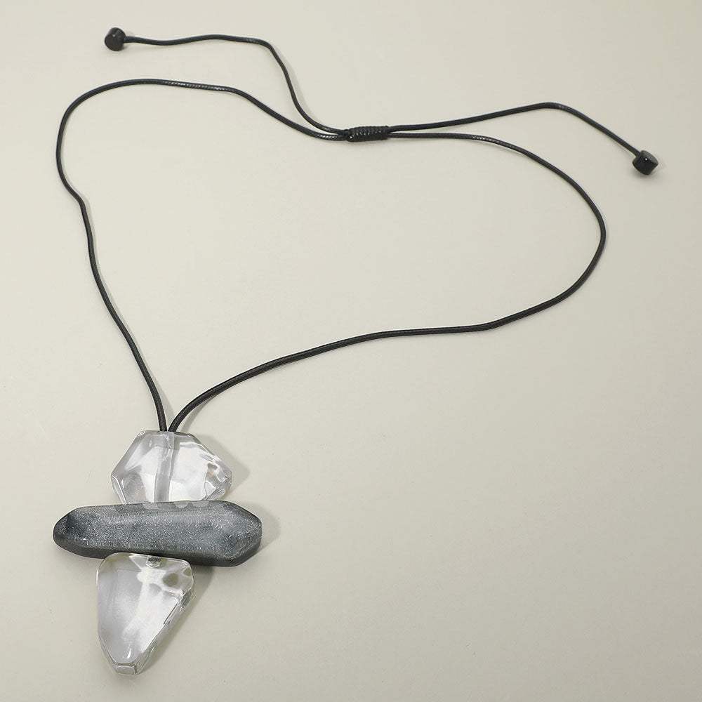Geometric Stackable Resin Pendant Adjustable Long Necklace - Madeline Love - Flyclothing LLC