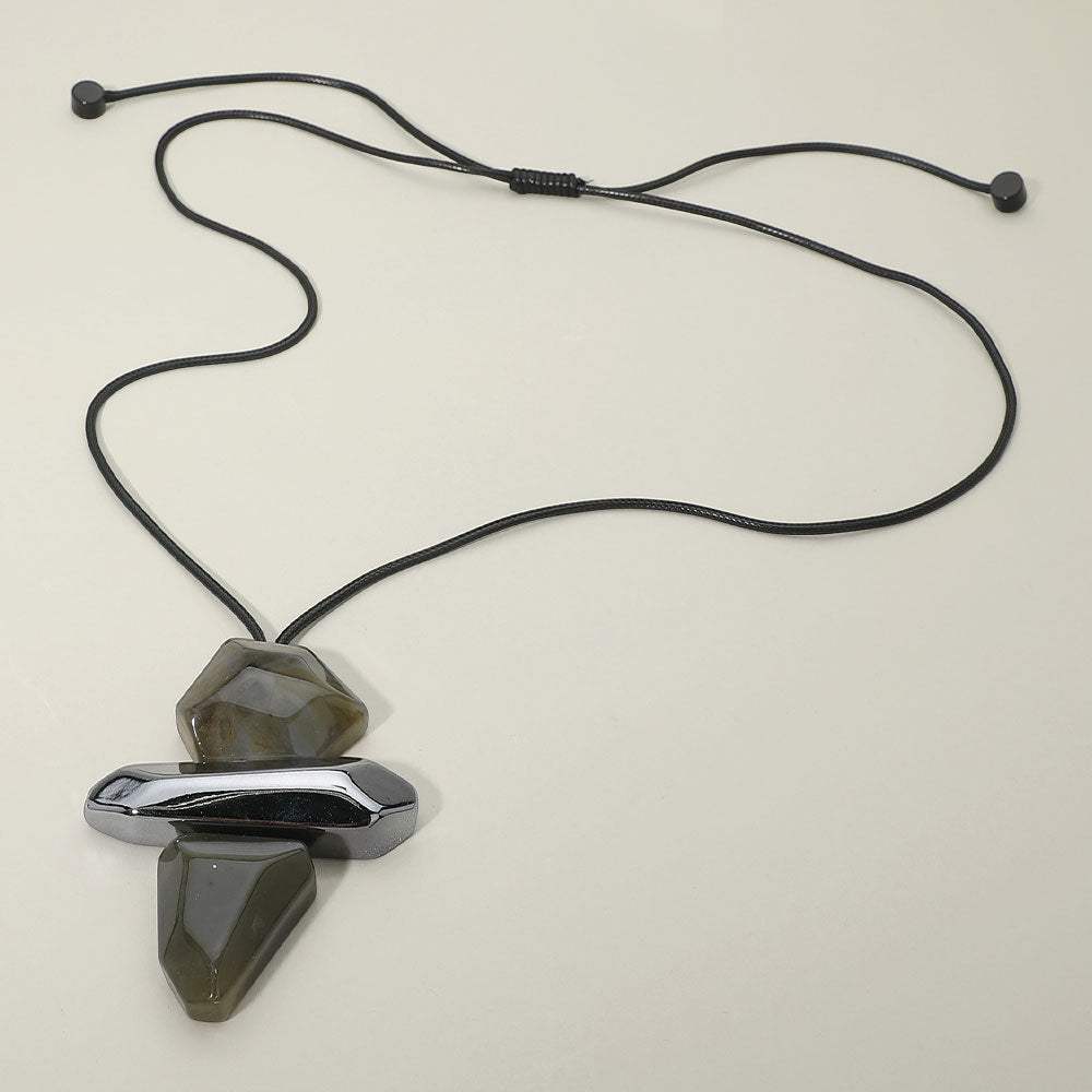 Geometric Stackable Resin Pendant Adjustable Long Necklace - Madeline Love - Flyclothing LLC