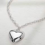 Puffy Metal Heart Pendant Long Necklace - Madeline Love - Flyclothing LLC