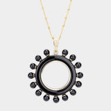 Pearl Detail Celluloid Acetate Open Circle Pendant Necklace - Madeline Love - Flyclothing LLC