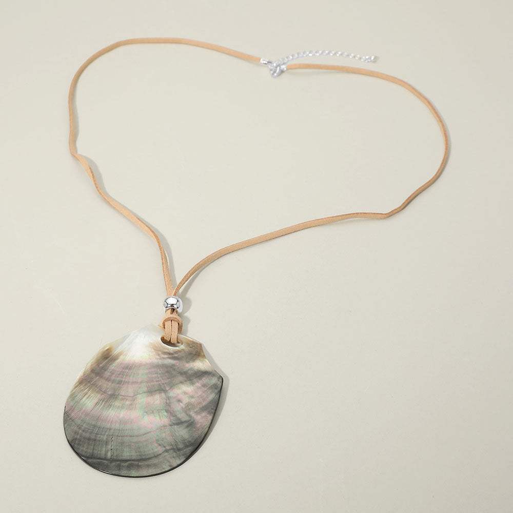 Abalone Shell Teardrop Pendant Long Necklace - Madeline Love - Flyclothing LLC