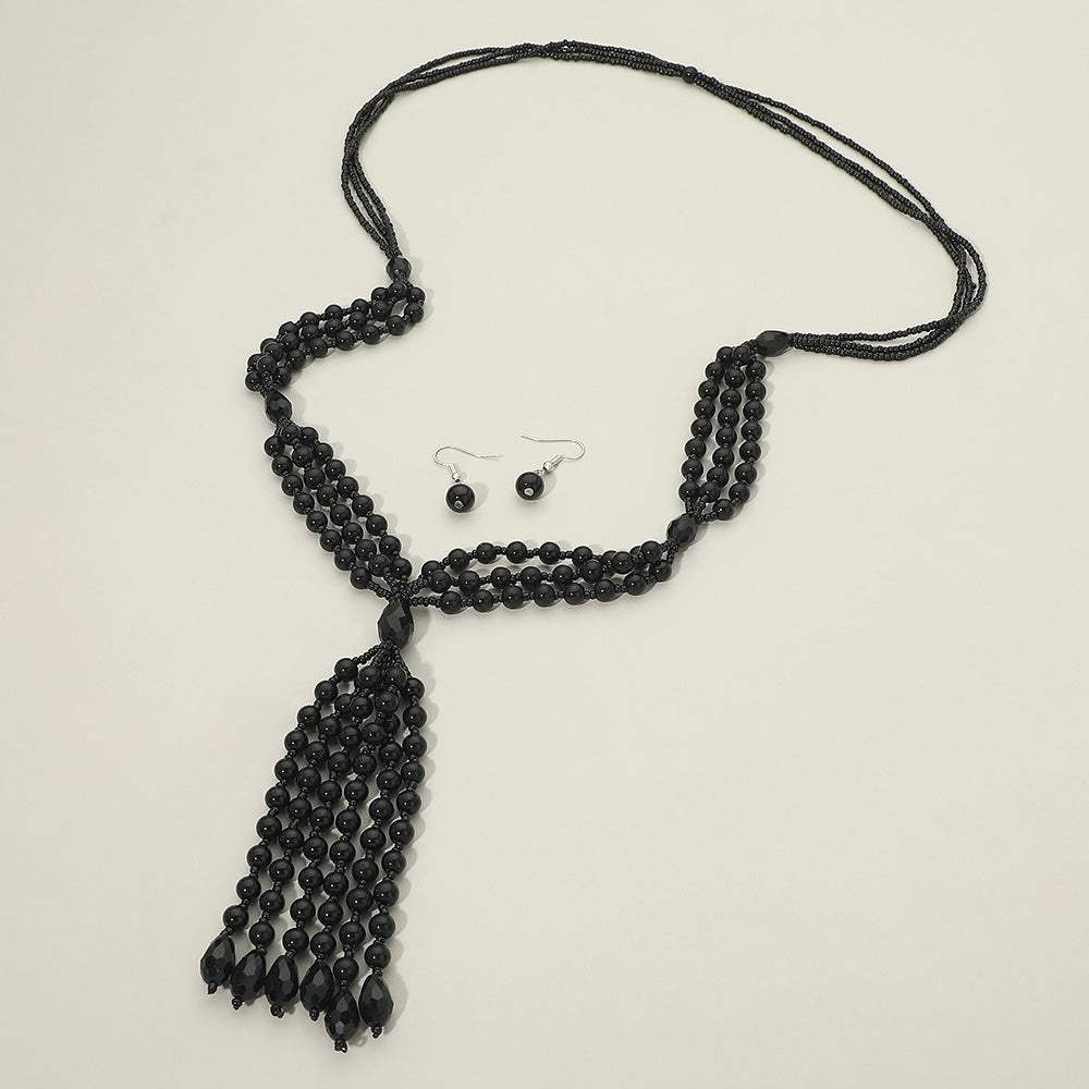 Pearl Beaded Tassel Long Necklace - Madeline Love - Flyclothing LLC