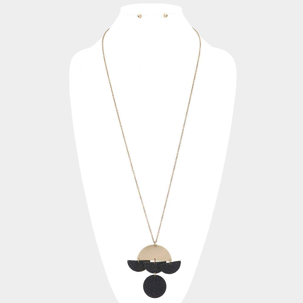 Geometric Patterned Metal Link Pendant Necklace - Madeline Love - Flyclothing LLC