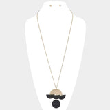 Geometric Patterned Metal Link Pendant Necklace - Madeline Love - Flyclothing LLC