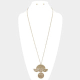 Geometric Patterned Metal Link Pendant Necklace - Madeline Love - Flyclothing LLC