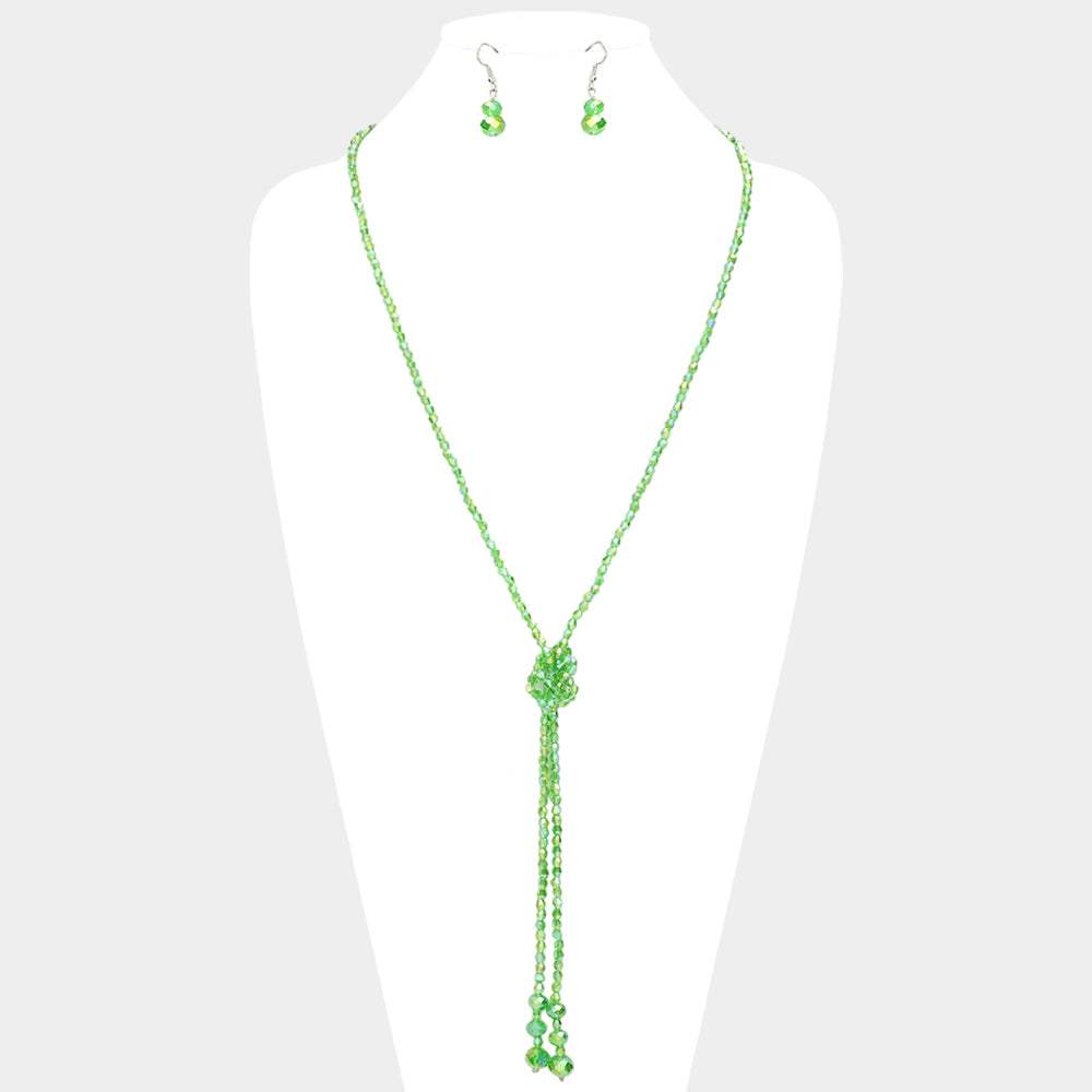 Faceted Beaded Y Shaped Necklace - Madeline Love - Flyclothing LLC