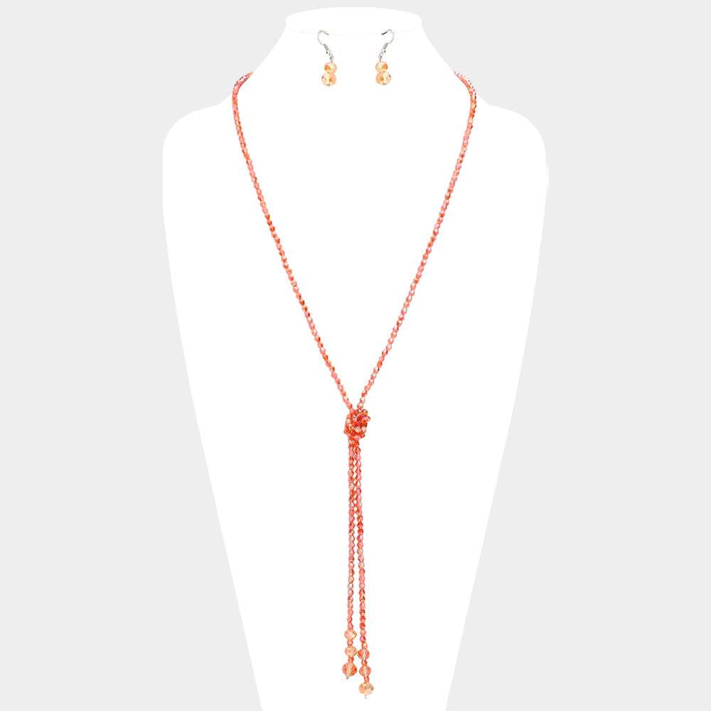 Faceted Beaded Y Shaped Necklace - Madeline Love - Flyclothing LLC