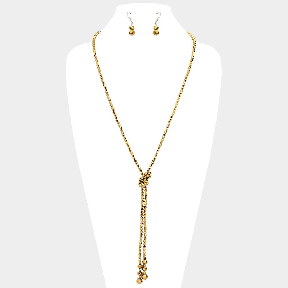 Faceted Beaded Y Shaped Necklace - Madeline Love - Flyclothing LLC