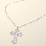 Metal Filigree Cross Pendant Long Necklace - Madeline Love - Flyclothing LLC