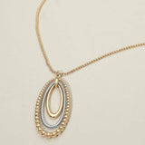 Two Tone Layered Bubble Oval Pendant Long Necklace - Madeline Love - Flyclothing LLC