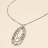 Two Tone Layered Bubble Oval Pendant Long Necklace - Madeline Love - Flyclothing LLC