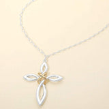 Two Tone Interwoven Cross Pendant Long Necklace - Madeline Love - Flyclothing LLC