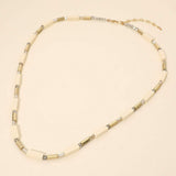 Structured Wooden Metal Bar Beaded Long Necklace - Madeline Love - Flyclothing LLC