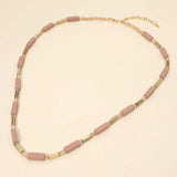 Structured Wooden Metal Bar Beaded Long Necklace - Madeline Love - Flyclothing LLC