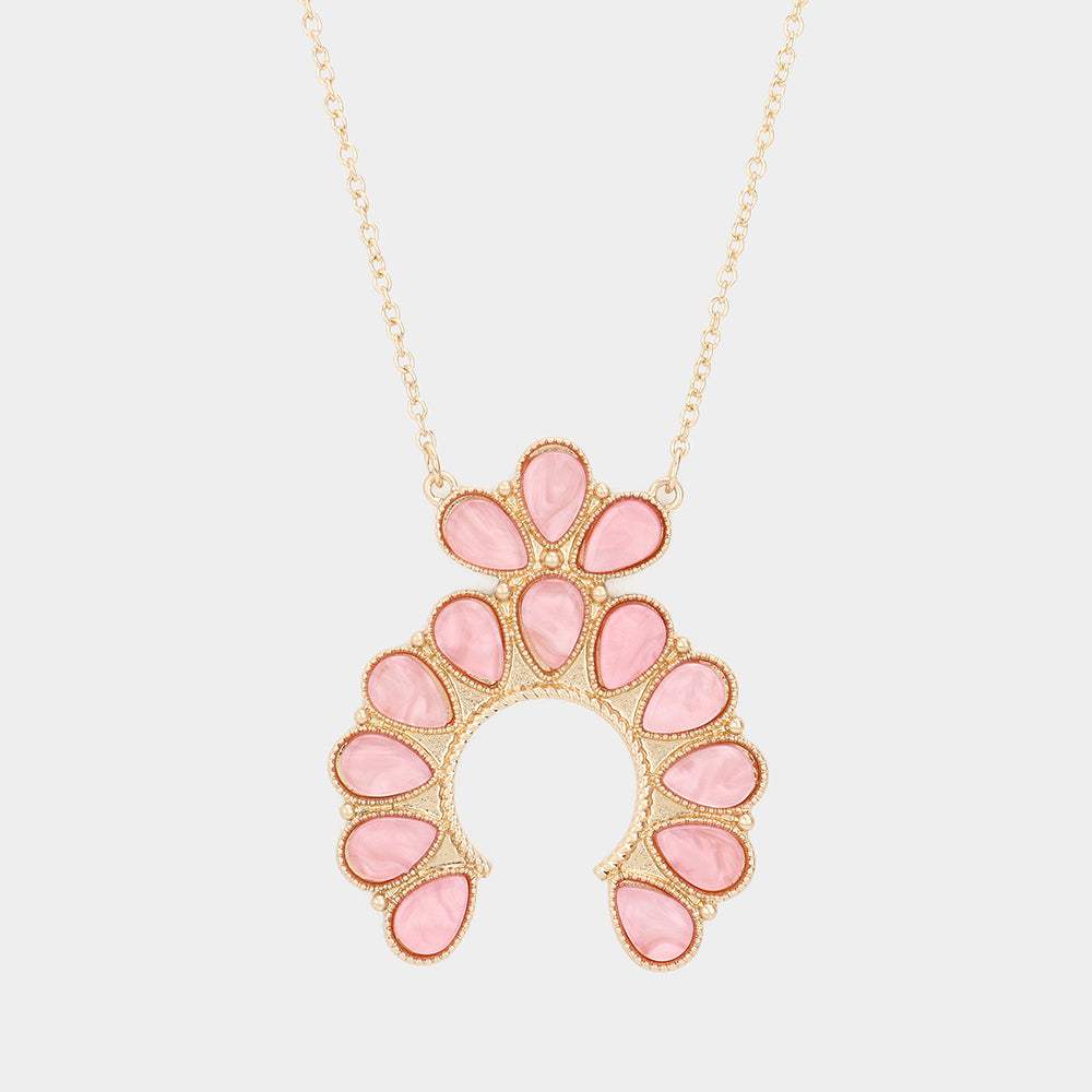 Celluloid Acetate Teardrop Squash Blossom Pendant Long Necklace - Madeline Love - Flyclothing LLC