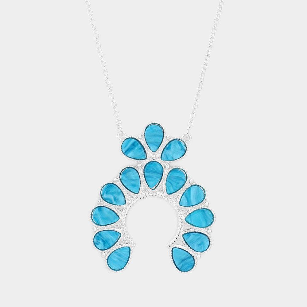 Celluloid Acetate Teardrop Squash Blossom Pendant Long Necklace - Madeline Love - Flyclothing LLC