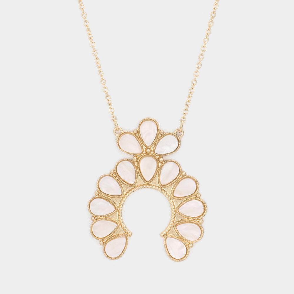 Celluloid Acetate Teardrop Squash Blossom Pendant Long Necklace - Madeline Love - Flyclothing LLC