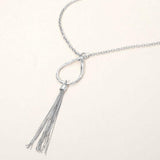 Open Teardrop Tassel Drop Pendant Long Necklace - Madeline Love - Flyclothing LLC