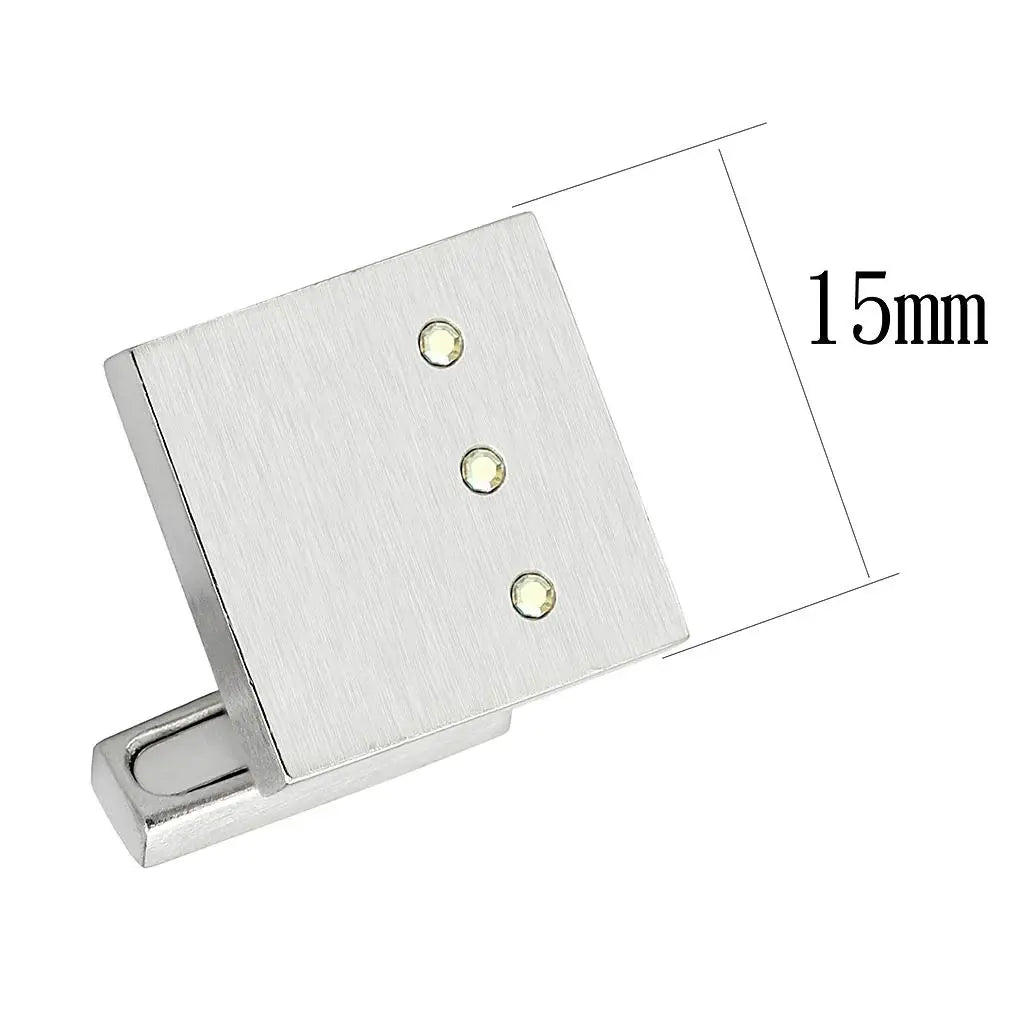 LO1381 - Rhodium Brass Cufflink with Top Grade Crystal in Aurora Borealis (Rainbow Effect) - Alamode - Flyclothing LLC