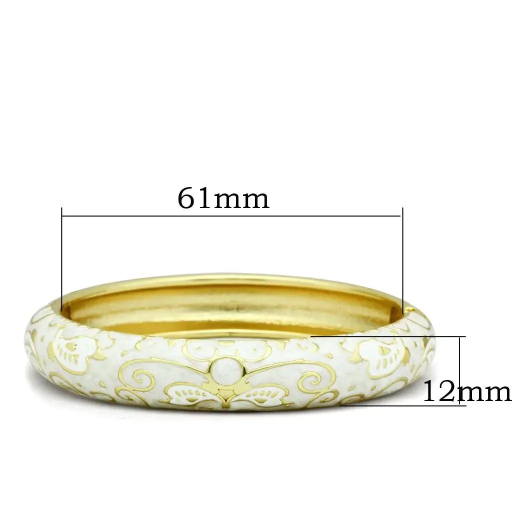 LO2147 - Flash Gold White Metal Bangle with Epoxy in No Stone - Alamode - Flyclothing LLC