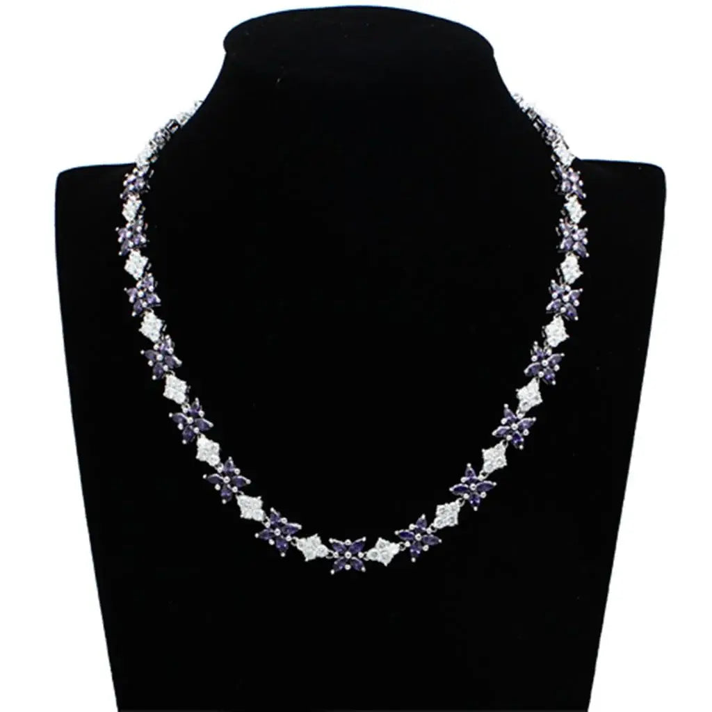 LO2324 - Rhodium Brass Jewelry Sets with AAA Grade CZ in Amethyst - Alamode - Flyclothing LLC