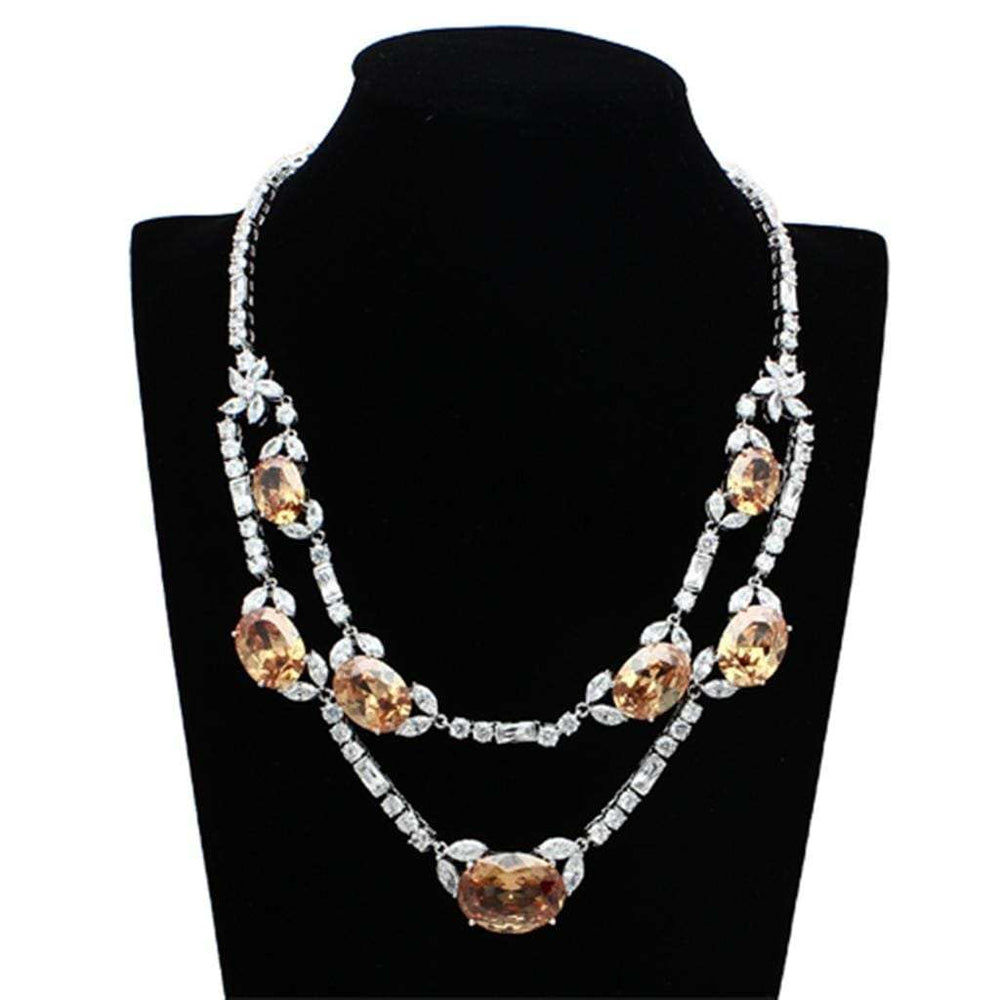 LO2326 - Rhodium Brass Jewelry Sets with AAA Grade CZ in Champagne - Alamode - Flyclothing LLC