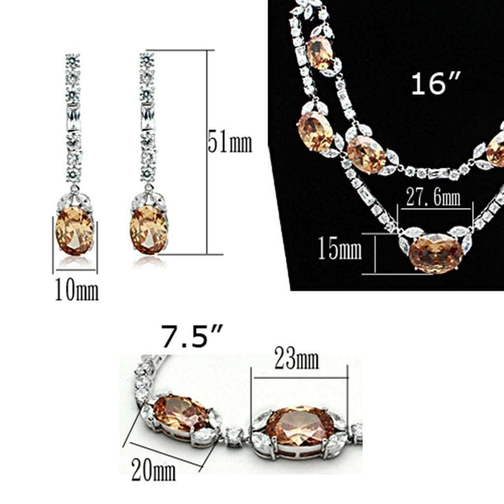 LO2326 - Rhodium Brass Jewelry Sets with AAA Grade CZ in Champagne - Alamode - Flyclothing LLC