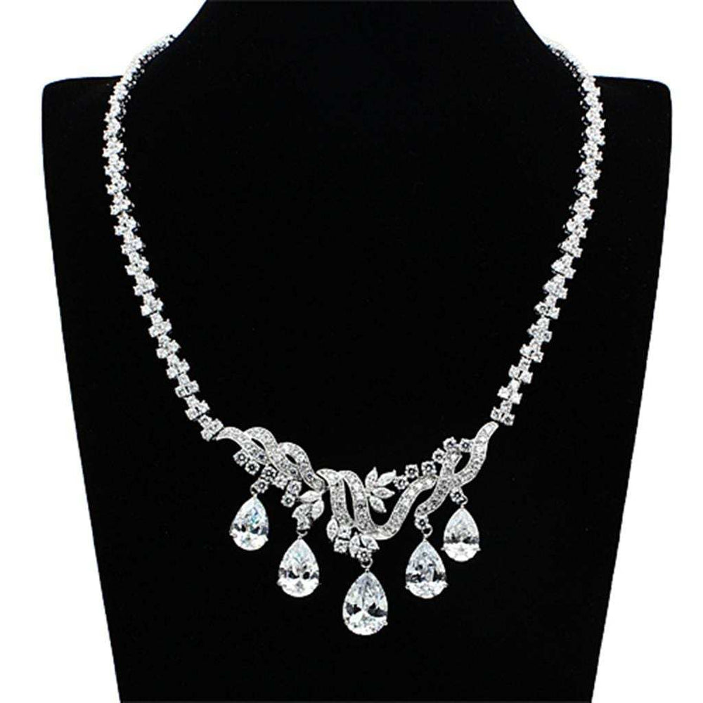 LO2334 - Rhodium Brass Jewelry Sets with AAA Grade CZ in Clear - Alamode - Flyclothing LLC