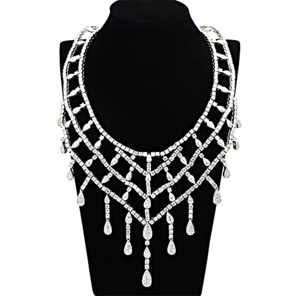 LO2428 - Rhodium Brass Jewelry Sets with AAA Grade CZ in Clear - Alamode - Flyclothing LLC
