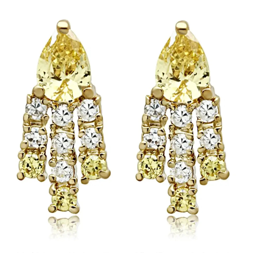 LO2429 - Gold Brass Jewelry Sets with AAA Grade CZ in Topaz - Alamode - Flyclothing LLC