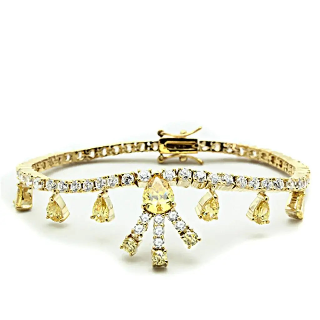 LO2429 - Gold Brass Jewelry Sets with AAA Grade CZ in Topaz - Alamode - Flyclothing LLC