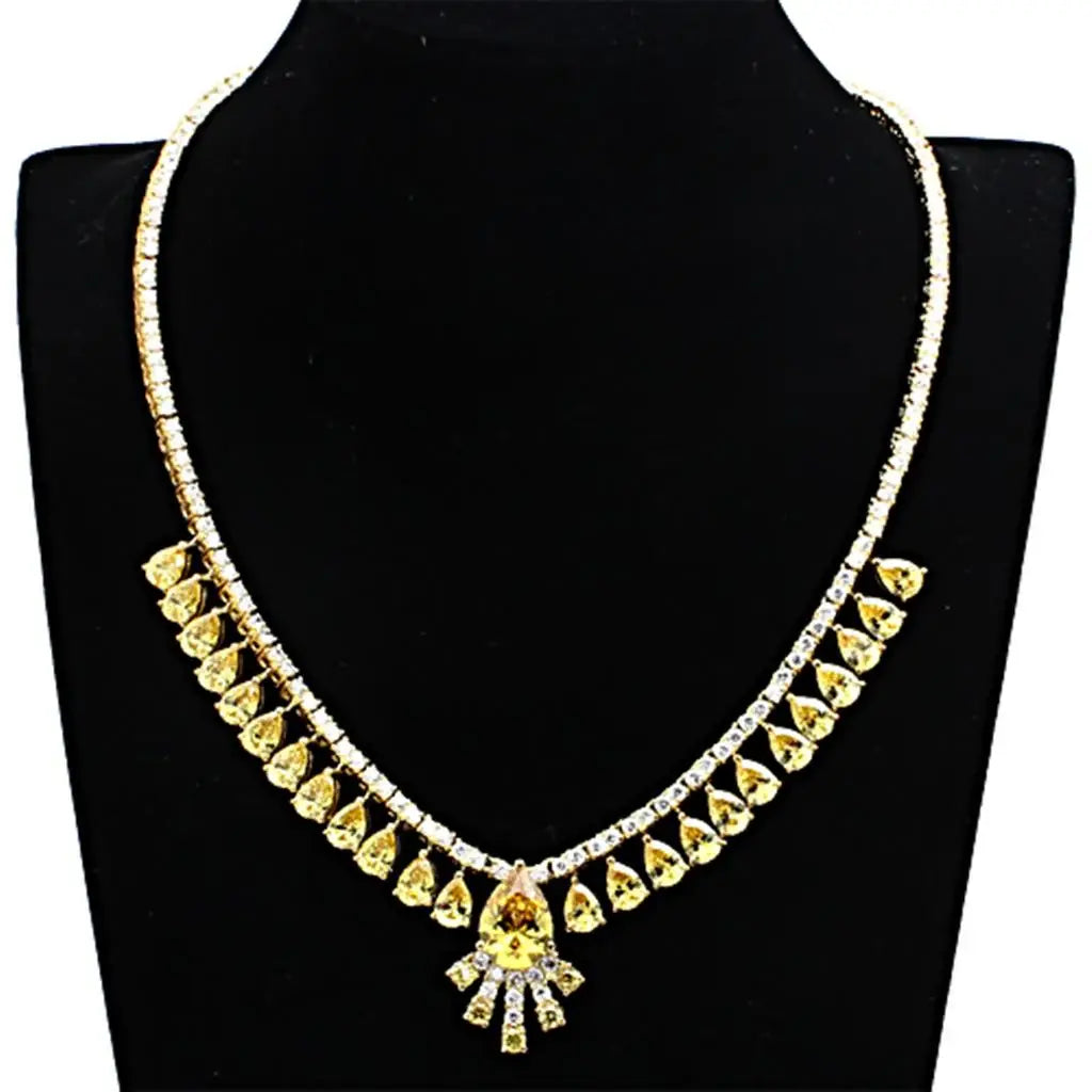 LO2429 - Gold Brass Jewelry Sets with AAA Grade CZ in Topaz - Alamode - Flyclothing LLC