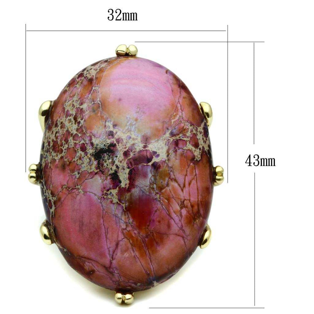 LO2432 - Gold Brass Ring with Synthetic Jade in Light Amethyst - Alamode - Flyclothing LLC