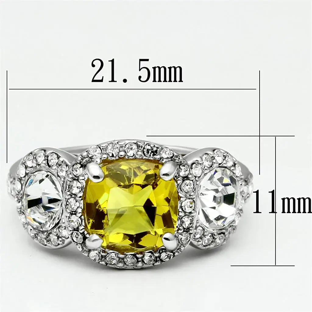 LO2517 - Rhodium Brass Ring with Synthetic Synthetic Glass in Topaz - Alamode - Flyclothing LLC