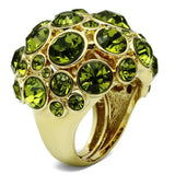 LO2544 - Gold Brass Ring with Top Grade Crystal  in Olivine color - Alamode