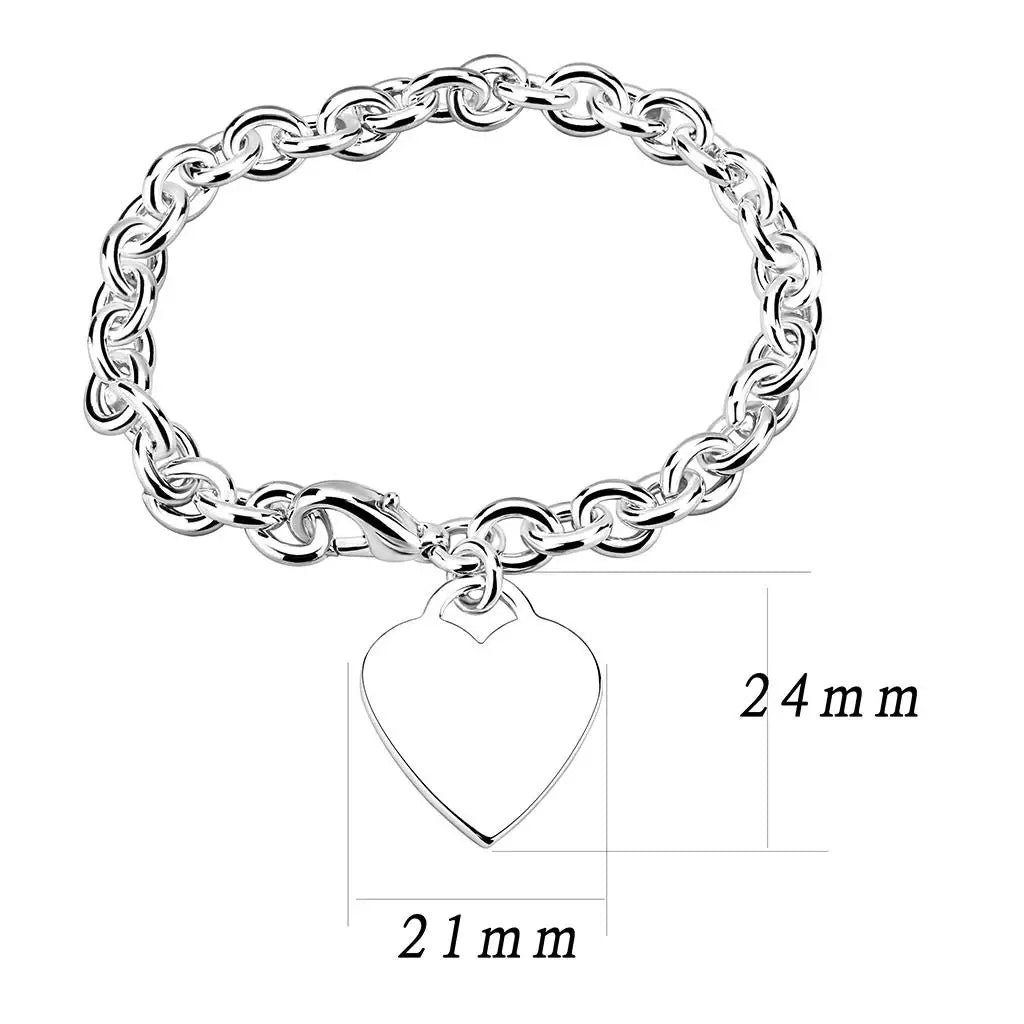 LO2549 - Silver Brass Bracelet with No Stone - Alamode - Flyclothing LLC