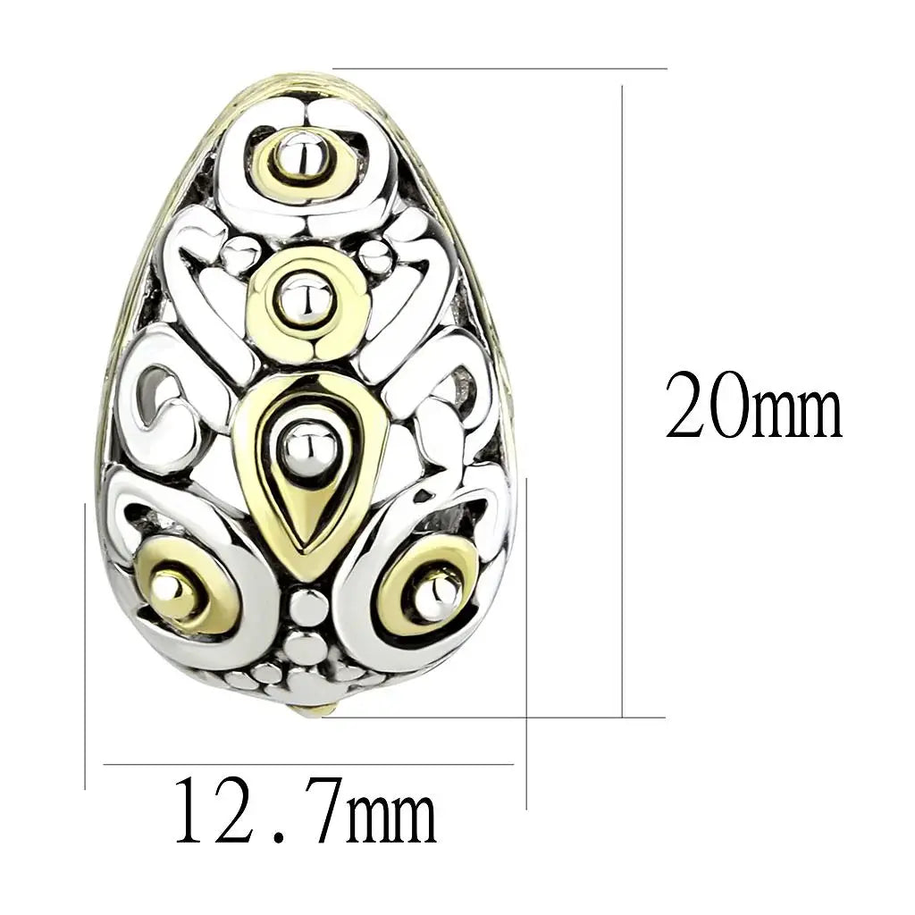 LO256 - Gold+Rhodium Brass Earrings with No Stone - Alamode - Flyclothing LLC