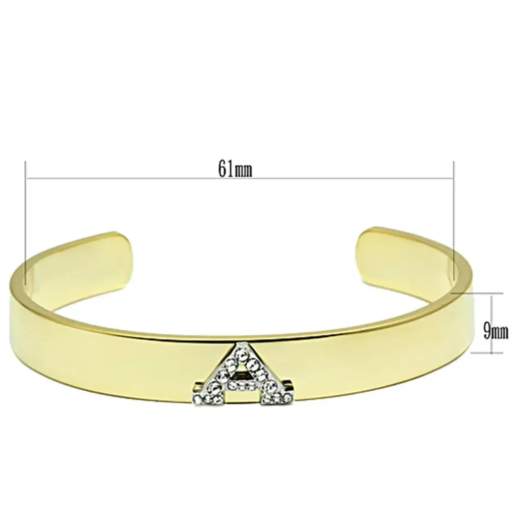 LO2570 - Gold+Rhodium White Metal Bangle with Top Grade Crystal in Clear - Alamode - Flyclothing LLC