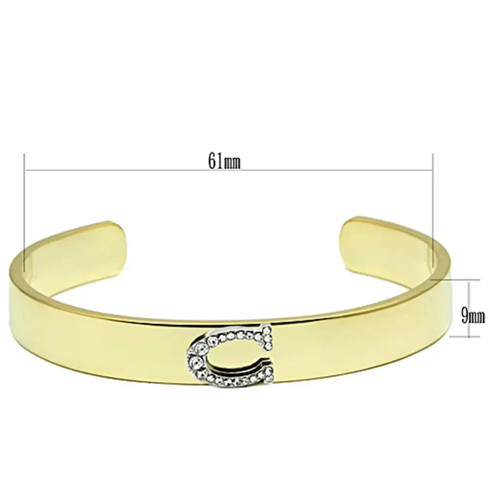 LO2572 - Gold+Rhodium White Metal Bangle with Top Grade Crystal in Clear - Alamode - Flyclothing LLC