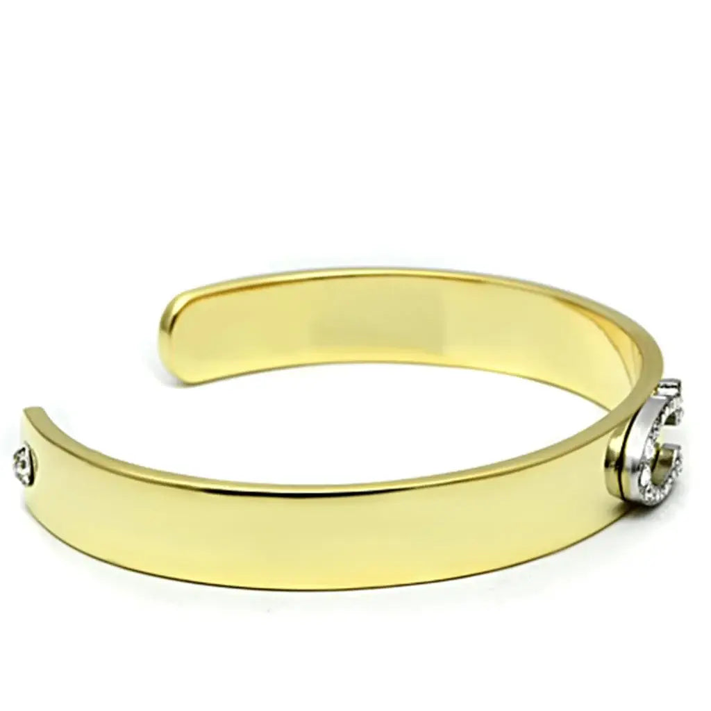 LO2572 - Gold+Rhodium White Metal Bangle with Top Grade Crystal in Clear - Alamode - Flyclothing LLC