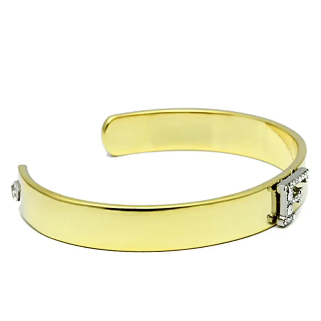 LO2575 - Gold+Rhodium White Metal Bangle with Top Grade Crystal in Clear - Alamode - Flyclothing LLC