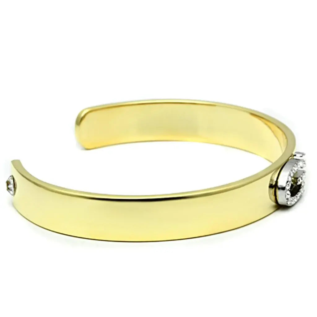 LO2576 - Gold+Rhodium White Metal Bangle with Top Grade Crystal in Clear - Alamode - Flyclothing LLC