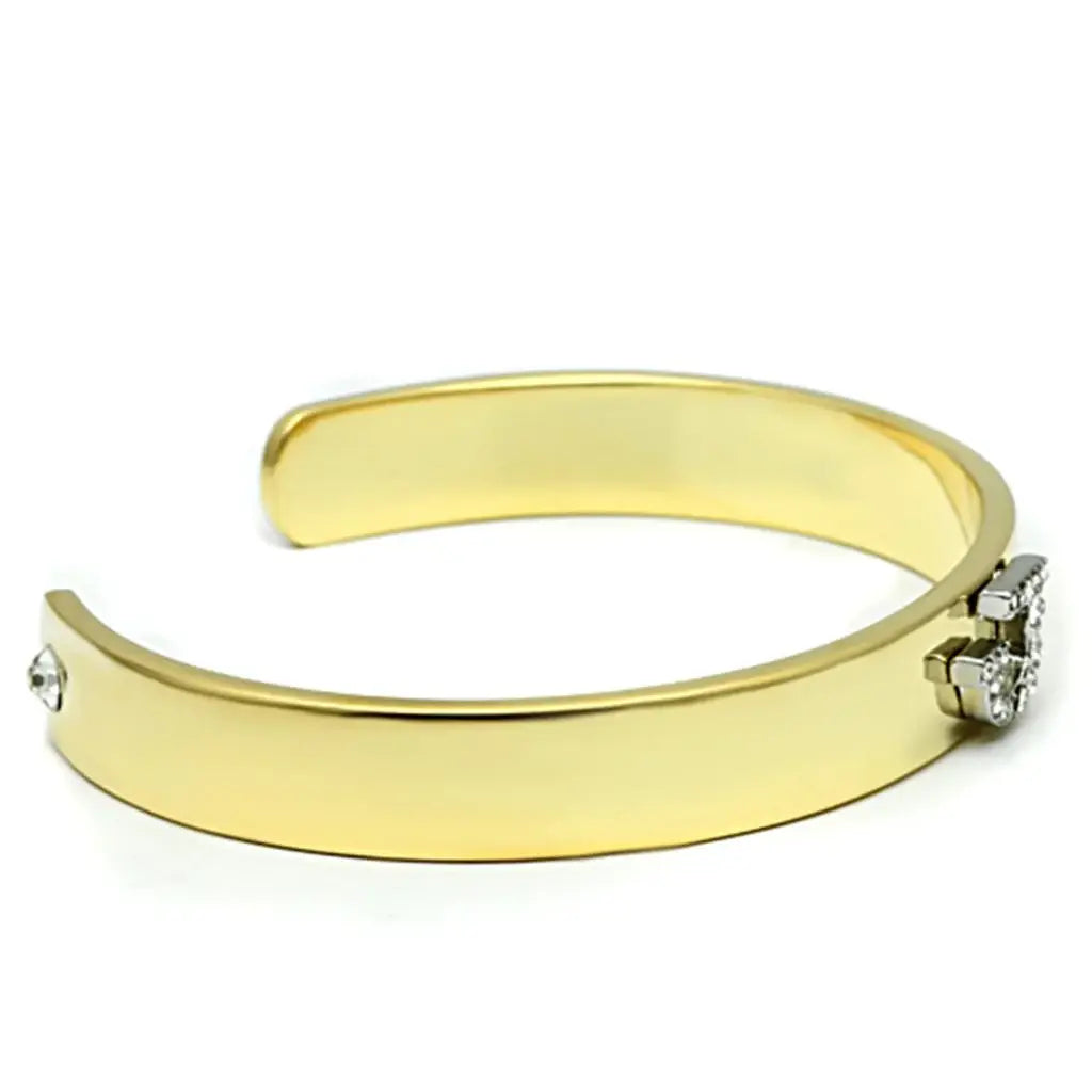 LO2579 - Gold+Rhodium White Metal Bangle with Top Grade Crystal in Clear - Alamode - Flyclothing LLC