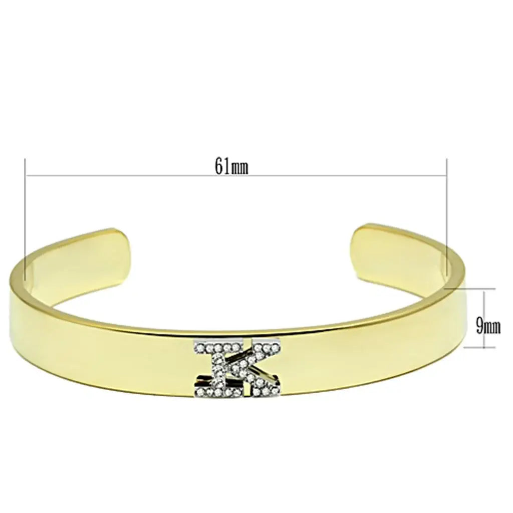 LO2580 - Gold+Rhodium White Metal Bangle with Top Grade Crystal in Clear - Alamode - Flyclothing LLC