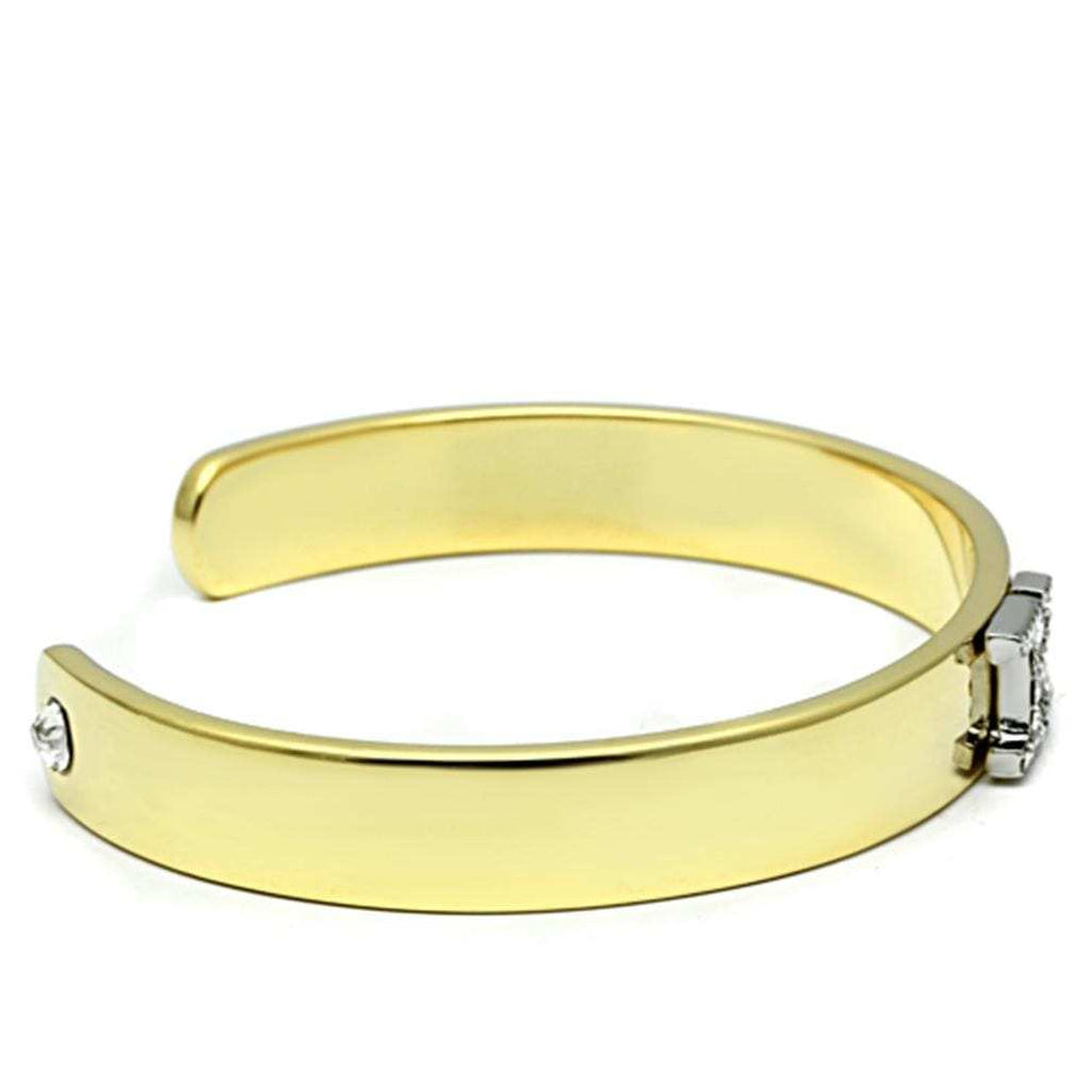 LO2580 - Gold+Rhodium White Metal Bangle with Top Grade Crystal in Clear - Alamode - Flyclothing LLC
